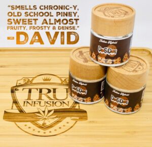 tru infusion Dosidos Smells chronic-y old school piney sweet frosty dense review david saints